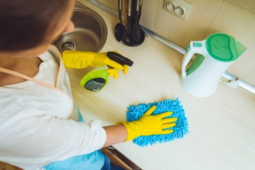 Cleaning checklist and access instructions for a property service visit