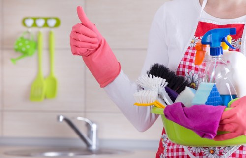 Deep carpet cleaning equipment in use