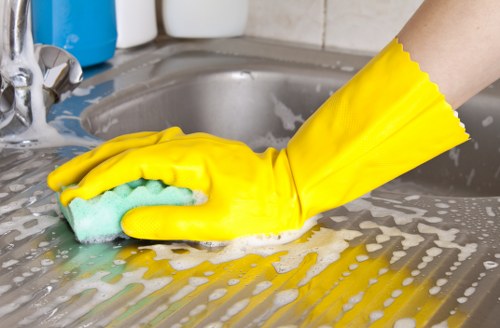 Domestic cleaning service in Edgware preparing a kitchen for a deep clean