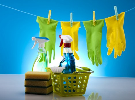 Home cleaning team in Edgware cleaning a bathroom with attention to detail