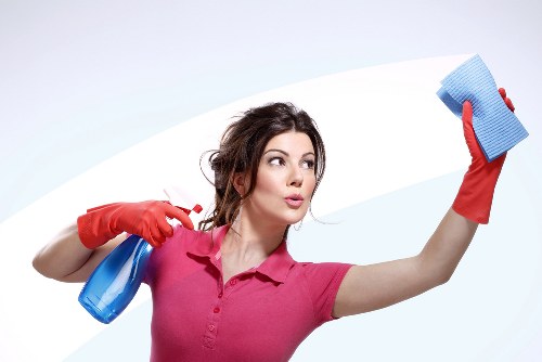 Cleaning staff handling products safely